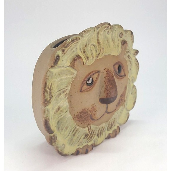 5" Lisa Larson Pottery Lion Afrika Small Vase Figure & Wall Pocket LL mark - Picture 8 of 14